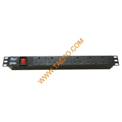 Reino Unido BS1363 estándar de 13 250VAC 6 maneras 1U PDU con interruptor