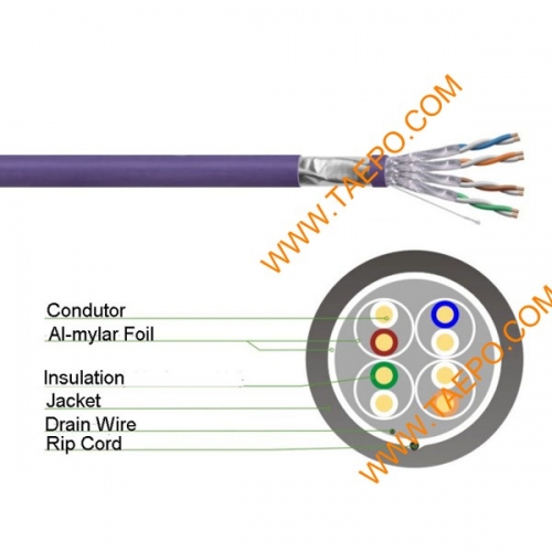4 pares FTP CAT6A de cobre desnudo de 23 AWG conductor sólido  cable LAN 305m/rollo