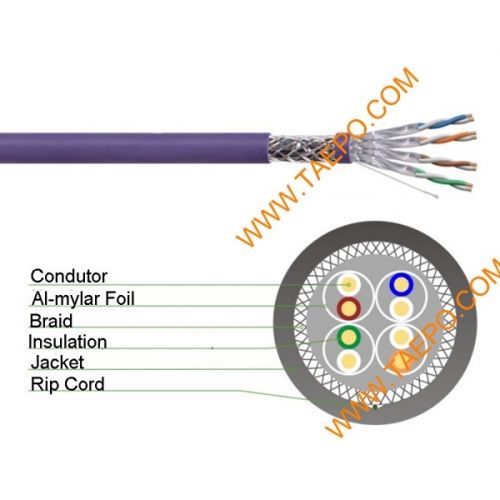 4 pares S/FTP CAT6A de cobre desnudo de 23 AWG conductor sólido  cable LAN 305m/rollo