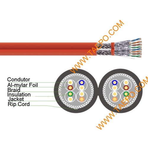 4 pares S/FTP CAT7A de cobre desnudo de dúplex 23 AWG conductor sólido  cable LAN 305m/rollo