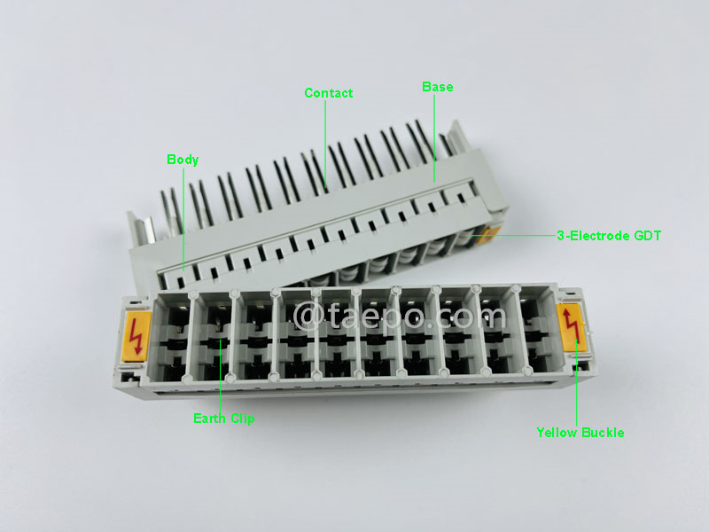 Imágenes ilustrativas para revista de protección contra sobretensiones de 3 polos y 10 pares