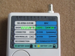 probador de cable de conexión 4-en-1 para RJ11 / RJ45 / BNC / USB