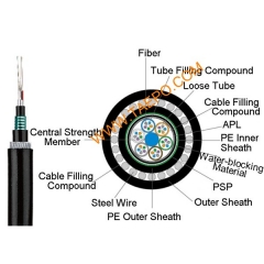 4 fibras monomodo GYTA53 + 33 cable de 9 / 125um G.652D trenzado blindado de tubo holgado de un solo alambre de acero