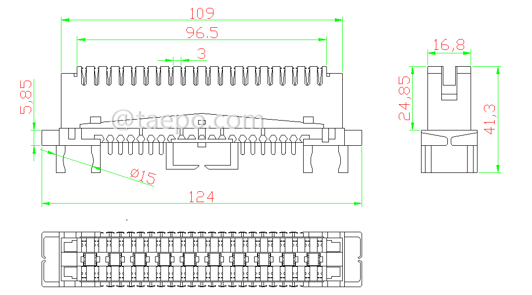 dibujo del módulo de conexión de perfil LSA de 10 pares.