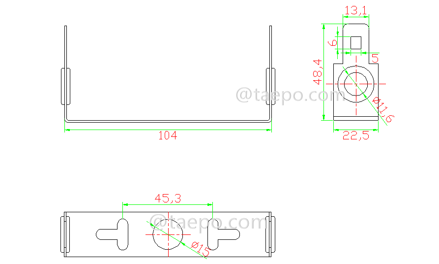 Dibujo del marco de montaje posterior LSA de 10 pares, 1 vía