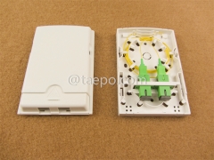 Caja de terminal de fibra FTB de plástico para 2 fibras interiores con adaptadores SC y coletas