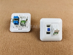 Salida de pared de fibra óptica con dúplex adaptador LC APC y socket de 2 puertos del Reino Unido