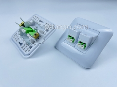 Caja de salida de pared de fibra óptica con adaptador LC APC 4 fibras