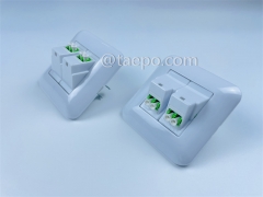 Caja de salida de pared de fibra óptica con adaptador LC APC 4 fibras