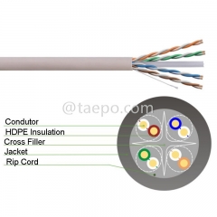 4 pares UTP CAT6 desnudo AWG23 conductor de cobre sólido de 305m de cable LAN / rollo