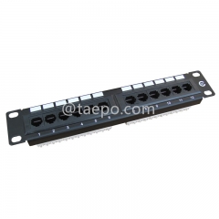 Panel de conexión de red de 12 puertos 1U CAT5E RJ45 UTP de 10 pulgadas