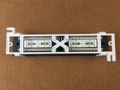 Panel de conexión de red de 12 puertos montado en la pared, 10 pulgadas, 1U, CAT5E, RJ45, UTP, con soporte