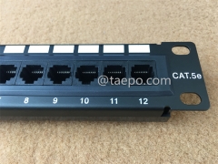 Panel de conexión de red de 12 puertos 1U CAT5E RJ45 UTP de 10 pulgadas