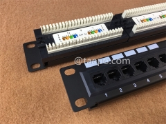 Panel de conexión de red de 12 puertos 1U CAT5E RJ45 UTP de 10 pulgadas