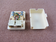 Caja de conexión de cable de conector telefónico CAT3 6P4C de 2 puertos con conector