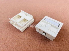 Inserto de placa frontal de red de estilo francés de 2 puertos de 45x45 mm para conector Keystona Cat5e Cat6