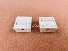 Inserto de placa frontal de red de estilo francés de 2 puertos de 45x45 mm para conector Keystona Cat5e Cat6