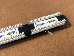 Panel de conexión de red UTP CAT5E RJ45 de 24 puertos montado en bastidor 1U de 19 pulgadas con terminal 110 e IDC