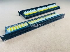 Panel de conexión de red CAT5E RJ45 de 19 pulgadas para servidor, rack 1U, 48 puertos, con soporte para cable