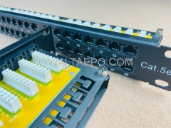 Panel de conexión de red CAT5E RJ45 de 19 pulgadas para servidor, rack 1U, 48 puertos, con soporte para cable