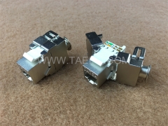 Conector modular Keystone blindado de 180 grados CAT6A 8P8C RJ45 STP
