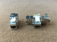 Conector modular Keystone blindado de 180 grados CAT6A 8P8C RJ45 STP