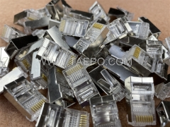 Conector modular CAT6A RJ45 8P8C STP para terminar cables Ethernet CAT6A