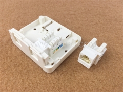 CAT5E RJ45 8P8C UTP Caja de montaje en superficie de 2 puerto Compatible con conector Keystone