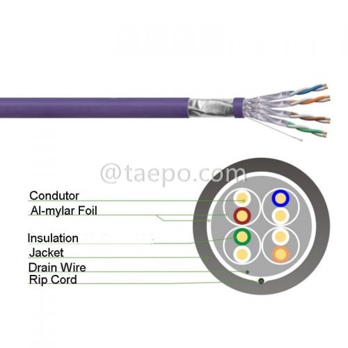 4 pares FTP CAT6A de cobre desnudo de 23 AWG conductor sólido  cable LAN 305m/rollo