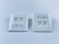 Placas frontales de red RJ45 de 2 puertos estilo alemán de 86 x 86 mm para tomas de corriente