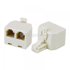 Adaptador divisor de línea telefónica con conector de pared RJ11 macho a RJ11 hembra dual 6P4C