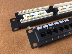 Panel de conexión de red de 12 puertos, categoría 6, RJ45, UTP, para rack de 10 pulgadas y 1U