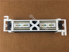 Panel de conexión de red Cat6 UTP RJ45 de 10 pulgadas y 1U para montaje en pared, 12 puertos con soporte