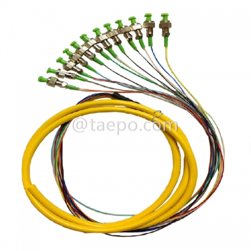 Pigtail de distribución de fibra óptica monomodo de 12 fibras FC APC