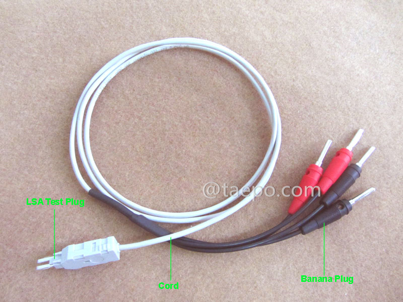 Ilustración del cable de prueba de 4 polos, con conector de prueba LSA a conector banana, 1.5 m.
