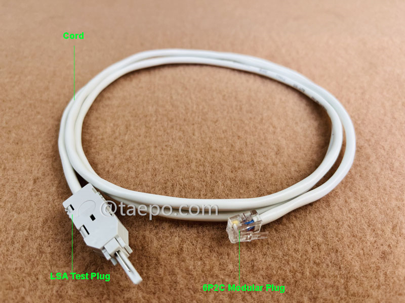 Ilustración del cable de prueba de 2 polos, conector de prueba LSA a conector modular 6P2C, 1.5 m
