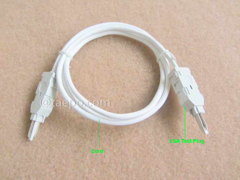 Ilustración del cable de conexión de 2 polos, conector de prueba LSA a conector de prueba LSA