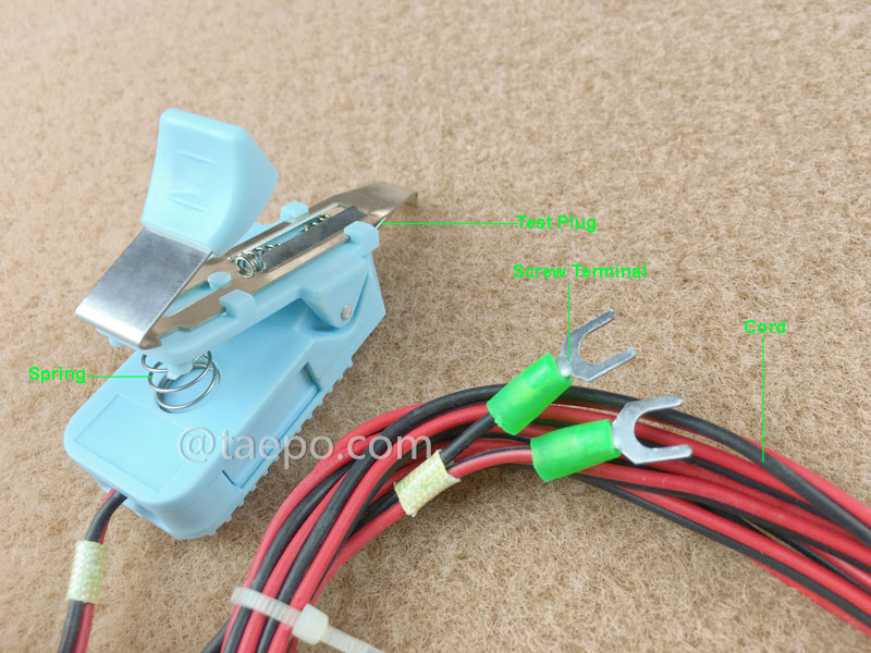 ilustración del cable de prueba de 2 polos para módulo de empalme enchufe de prueba a terminal de tornillo