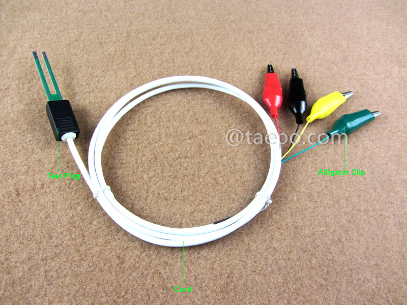 Ilustración del cordón de prueba SM de 4 polos, con enchufe de prueba a clip de cocodrilo para bloque de desconexión MDF 71 #TP-1401-100, 1,5 m