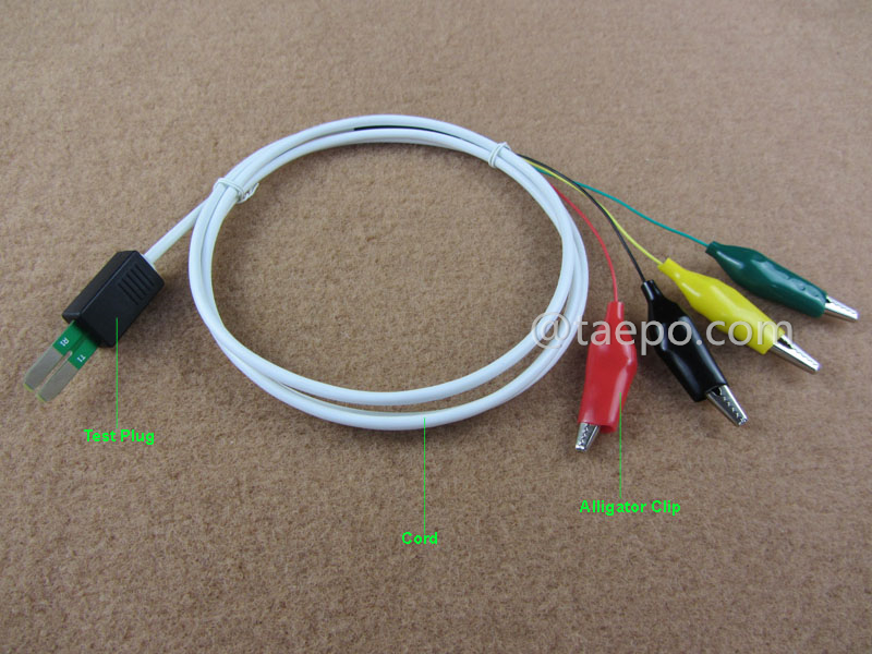 Ilustración del cable de prueba HW de 4 polos, conector de prueba a clip de cocodrilo, 1,5 m