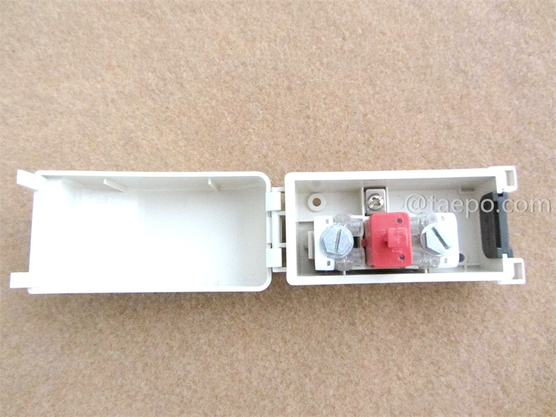 Unidad de conexión para abonado exterior de 1 par para módulo STB, 91x46x51 mm, cierre por encaje, carcasa de plástico, con módulo STB con protección contra sobretensiones