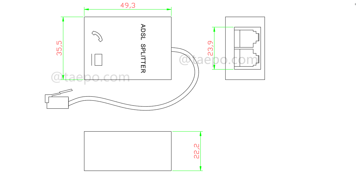 Dibujo del divisor ADSL CPE con cable