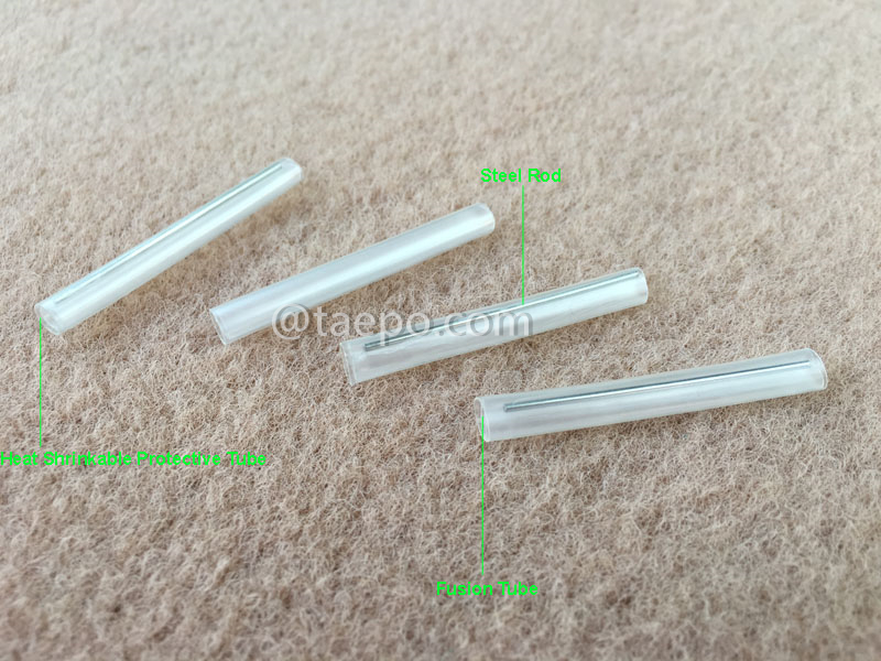 Imágenes ilustrativas de tubos termorretráctiles para cable tipo bow, longitud de 40 mm