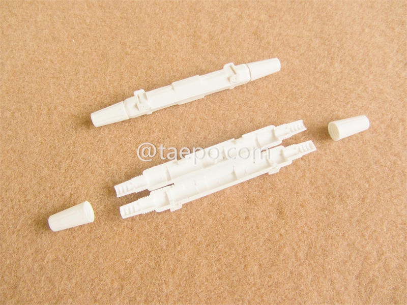 TP-3127-B Caja de empalme para cable de bajada, 102mm (alto) x ø10mm, 1 entrada 1 salida