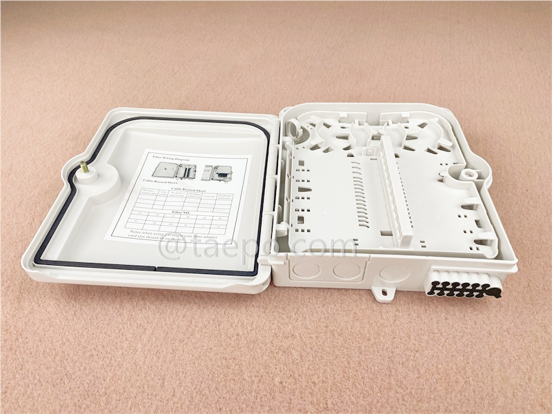 Caja de distribución de fibra óptica (FDB), para exteriores, SC, 12 fibras, carcasa de plástico, 230x195x60 mm, sin adaptadores, sin pigtails