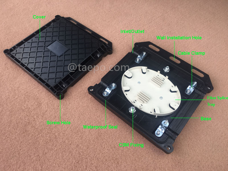 Imágenes ilustrativas para cierre de empalme de fibra óptica (FOSC), tipo horizontal, sellado mecánico, 12 fibras, máximo 24 fibras gruesas