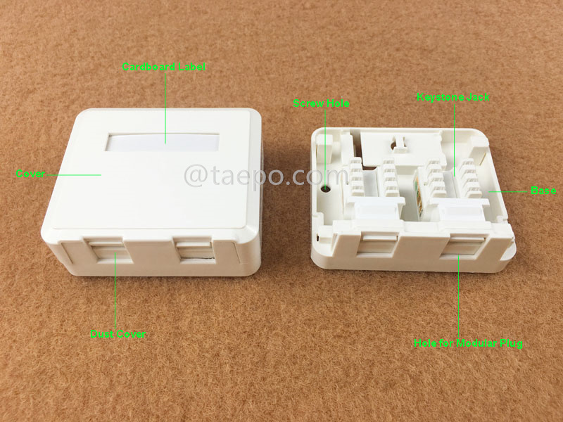 Imágenes ilustrativas para caja de superficie 2 puertos, CAT5E, RJ45, 8P8C, UTP