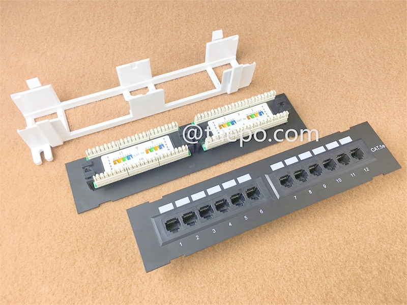 Panel de conexión de 12 puertos, CAT5E, RJ45, UTP, 10