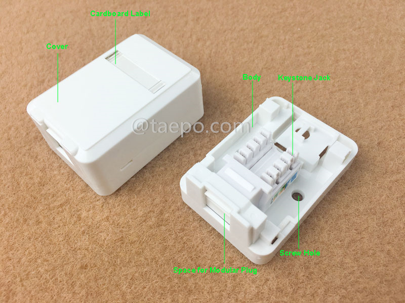 Imágenes ilustrativas para caja de superficie 1 puerto, CAT5E, RJ45, 8P8C, UTP, estilo AP