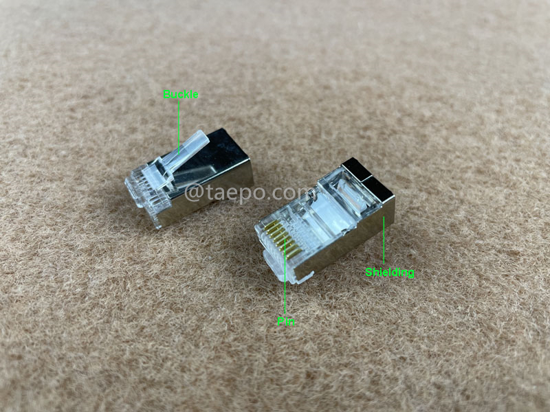 Imágenes ilustrativas para conector modular, CAT5E, RJ45, 8P8C, STP